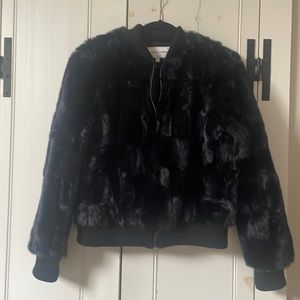 Cupcakes and Cashmere faux fur bomber jacket. Size large.